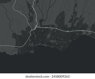 Vector city map of Santa Cruz California in the United States of America with white roads isolated on a grey background.