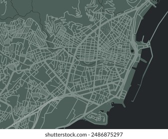 Vector city map of Santa Cruz de Tenerife in Spain with white roads isolated on a green background.