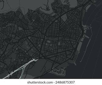 Vector city map of Santa Cruz de Tenerife in Spain with white roads isolated on a grey background.