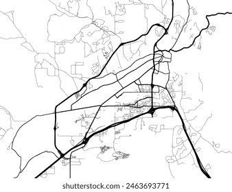 Vector city map of Santa Fe New Mexico in the United States of America with black roads isolated on a white background.