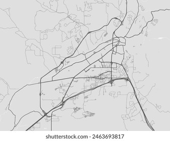 Vector city map of Santa Fe New Mexico in the United States of America with black roads isolated on a grey background.