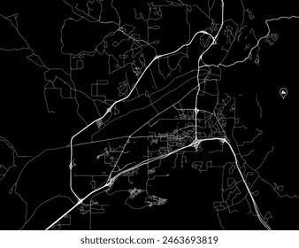 Vector city map of Santa Fe New Mexico in the United States of America with white roads isolated on a black background.