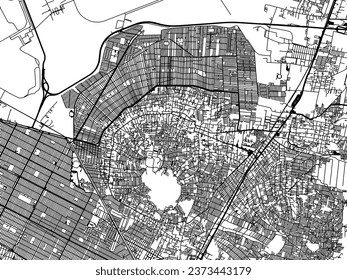 Vector city map of Santa Maria Chimalhuacan in Mexico with black roads isolated on a white background. svg