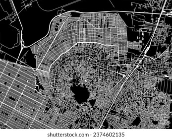 Vector city map of Santa Maria Chimalhuacan in Mexico with white roads isolated on a black background. svg