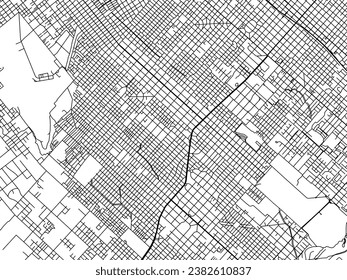 Vector city map of Santa Maria in Argentina with black roads isolated on a white background. svg