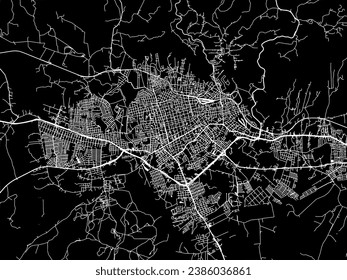 Vector city map of Santa Maria in Brazil with white roads isolated on a black background. svg