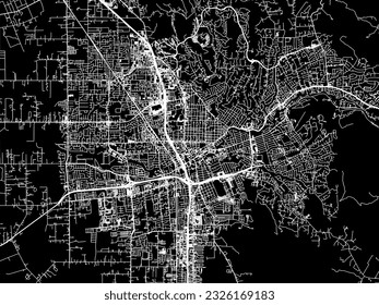 Vector city map of Santa Rosa California in the United States of America with white roads isolated on a black background.