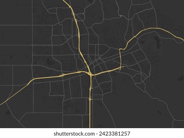 Vector city map of Santa Rosa California in the United States of America with yellow roads isolated on a brown background.