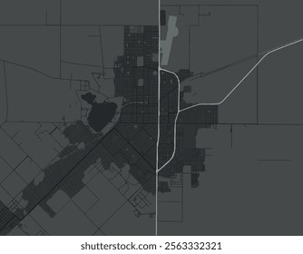 Vector city map of Santa Rosa in Argentina with white roads isolated on a grey background.