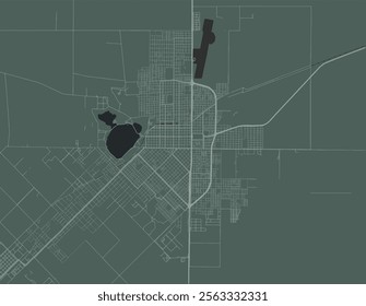 Vector city map of Santa Rosa in Argentina with white roads isolated on a green background.