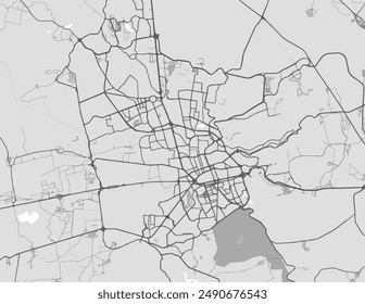 Stadtplan von Santiago de Queretaro in Mexiko mit Vektorgrafiken auf grauem Grund.