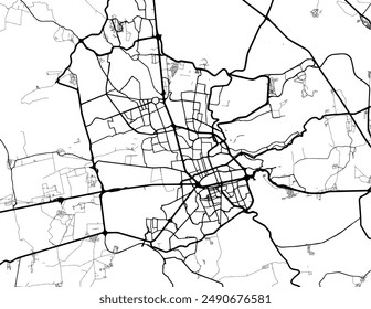 Stadtplan von Santiago de Queretaro in Mexiko mit Vektorgrafiken auf einem weißen Hintergrund.