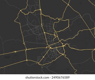 Stadtplan von Santiago de Queretaro in Mexiko mit gelben Vektorgrafiken isoliert auf einem braunen Hintergrund