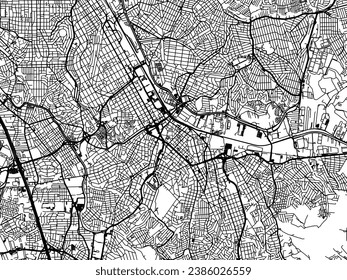 Vector city map of Santo Andre in Brazil with black roads isolated on a white background.