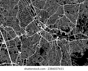 Vector city map of Santo Andre in Brazil with white roads isolated on a black background.