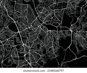 Vektor-Stadtplan von Santo Andre in Brasilien mit weißen Straßen einzeln auf schwarzem Hintergrund.