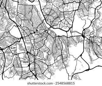 Vektor-Stadtplan von Santo Andre in Brasilien mit schwarzen Straßen einzeln auf weißem Hintergrund.