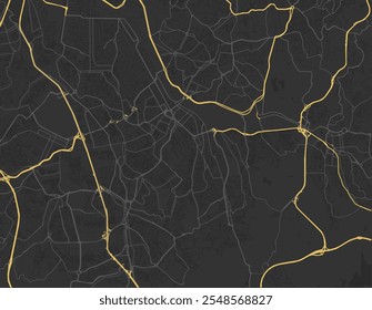 Vektor-Stadtplan von Santo Andre in Brasilien mit gelben Straßen einzeln auf braunem Hintergrund.