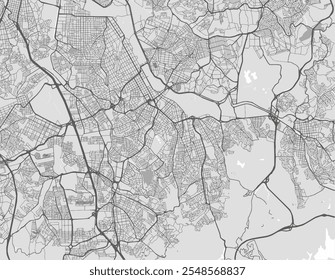 Vektor-Stadtplan von Santo Andre in Brasilien mit schwarzen Straßen einzeln auf grauem Hintergrund.