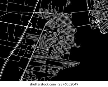 Vector city map of Santo Tome in Argentina with white roads isolated on a black background.