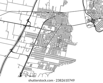 Vector city map of Santo Tome in Argentina with black roads isolated on a white background.