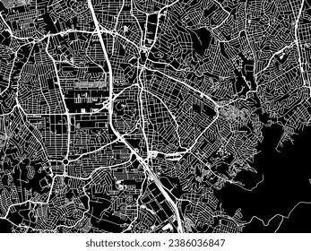 Vector city map of Sao Bernardo do Campo in Brazil with white roads isolated on a black background.