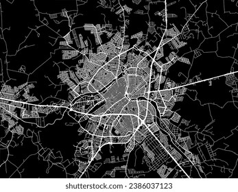 Vector city map of Sao Jose do Rio Preto in Brazil with white roads isolated on a black background.