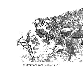 Vector city map of Sao Luis in Brazil with black roads isolated on a white background.