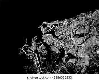 Vector city map of Sao Luis in Brazil with white roads isolated on a black background.