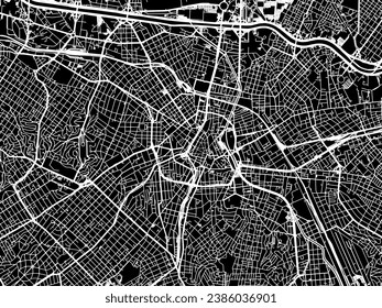 Vector city map of Sao Paolo city center in Brazil with white roads isolated on a black background.