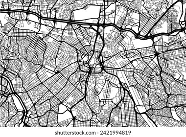 Mapa vectorial de la ciudad de Sao Paolo en Brasil con carreteras negras aisladas en un fondo blanco.