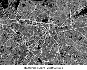 Vector city map of Sao Paulo in Brazil with white roads isolated on a black background.