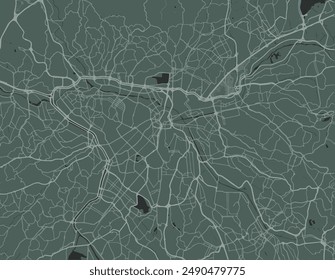 Vector city map of Sao Paulo in Brazil with white roads isolated on a green background.