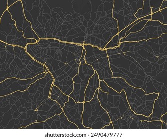 Vector city map of Sao Paulo in Brazil with yellow roads isolated on a brown background.