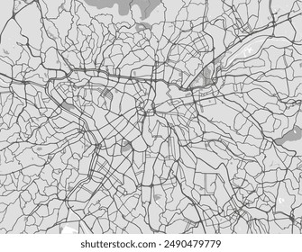 Vector city map of Sao Paulo in Brazil with black roads isolated on a grey background.