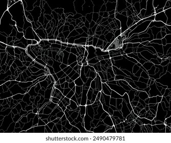 Vector city map of Sao Paulo in Brazil with white roads isolated on a black background.