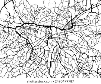 Vector city map of Sao Paulo in Brazil with black roads isolated on a white background.