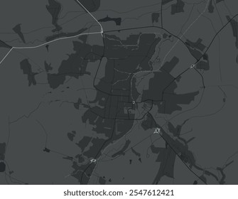 Mapa Vector de la ciudad de Saransk en la Federación de Rusia con carreteras blancas aisladas sobre un fondo gris.