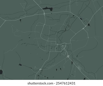 Mapa de la ciudad Vector de Saransk en la Federación de Rusia con carreteras blancas aisladas sobre un fondo verde.