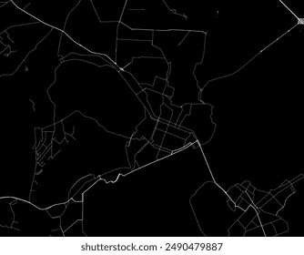 Vector city map of Saratov in the Russian Federation with white roads isolated on a black background.