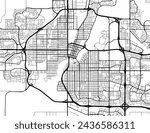 Vector city map of Saskatoon Saskatchewan in Canada with black roads isolated on a white background.