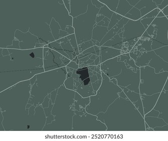 Vector city map of Saugor in the Republic of India with white roads isolated on a green background.