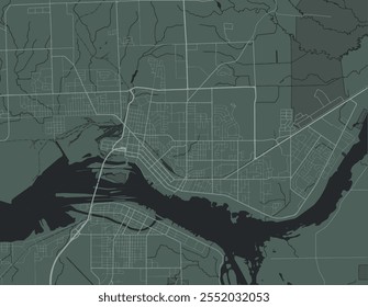 Vector city map of Sault Ste. Marie Ontario in Canada with white roads isolated on a green background.