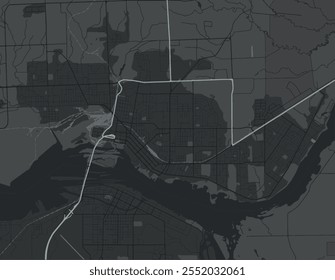 Vector city map of Sault Ste. Marie Ontario in Canada with white roads isolated on a grey background.