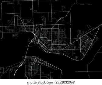 Vector city map of Sault Ste. Marie Ontario in Canada with white roads isolated on a black background.