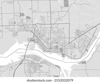 Vector city map of Sault Ste. Marie Ontario in Canada with black roads isolated on a grey background.