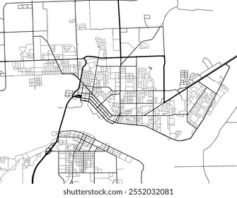 Vector city map of Sault Ste. Marie Ontario in Canada with black roads isolated on a white background.