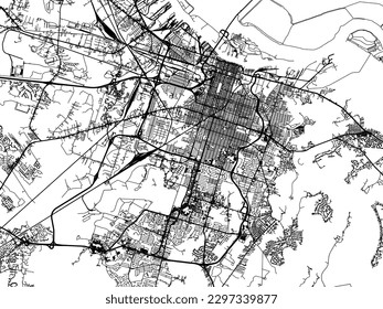 Vector city map of Savannah Georgia in the United States of America with black roads isolated on a white background.