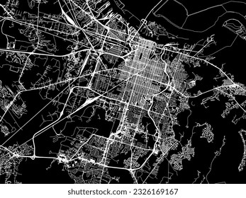 Vector city map of Savannah Georgia in the United States of America with white roads isolated on a black background.