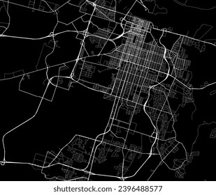 Vector city map of Savannah Georgia in the United States of America with white roads isolated on a black background.